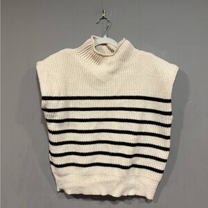 Le Lis Black and White Striped Turtleneck Sweater